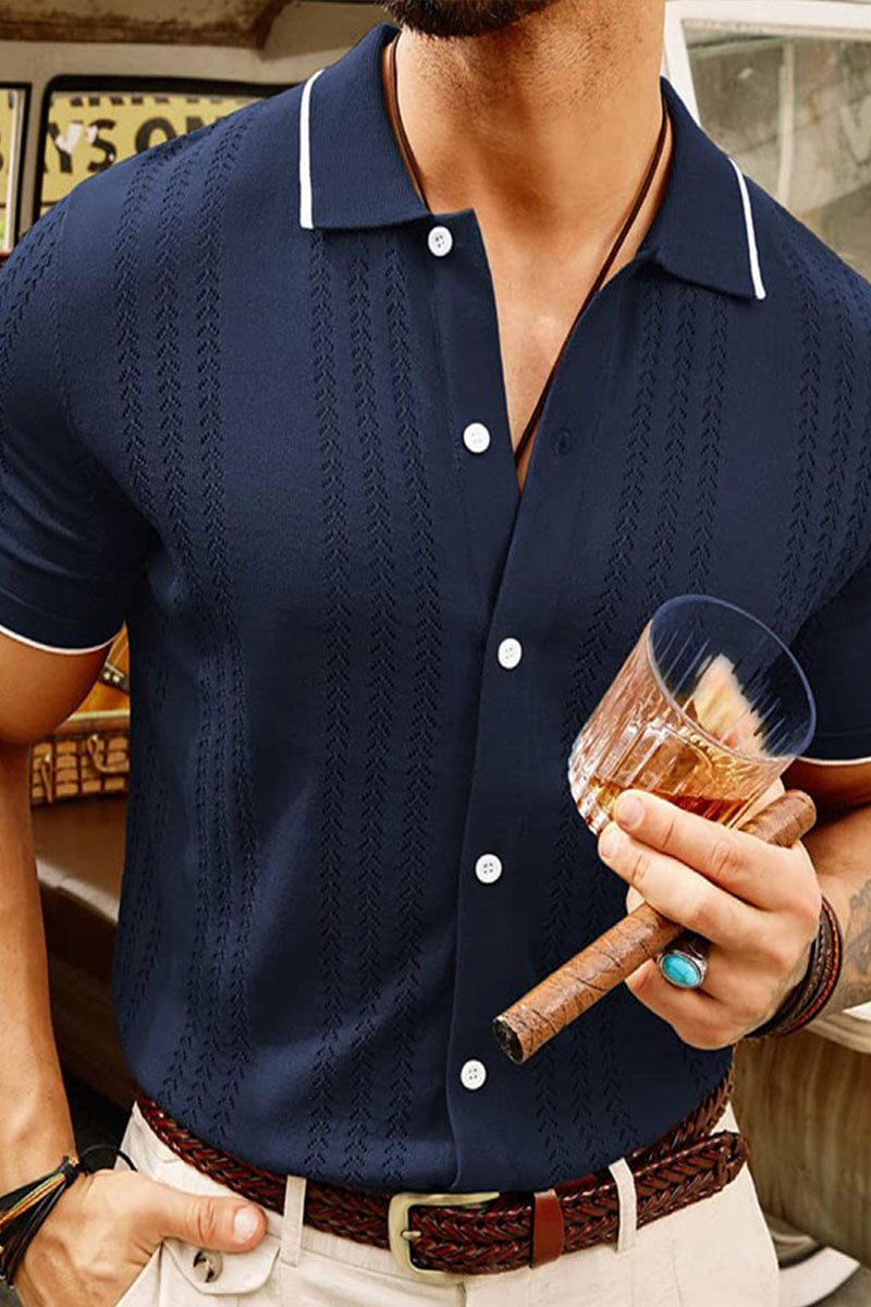 Uniqshe Men's Casual Short Sleeve Polo Cardigan for Summer