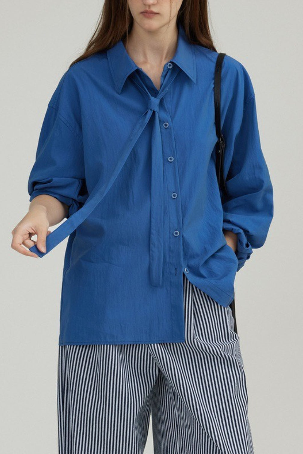 Tencel Draped Tie Blouse