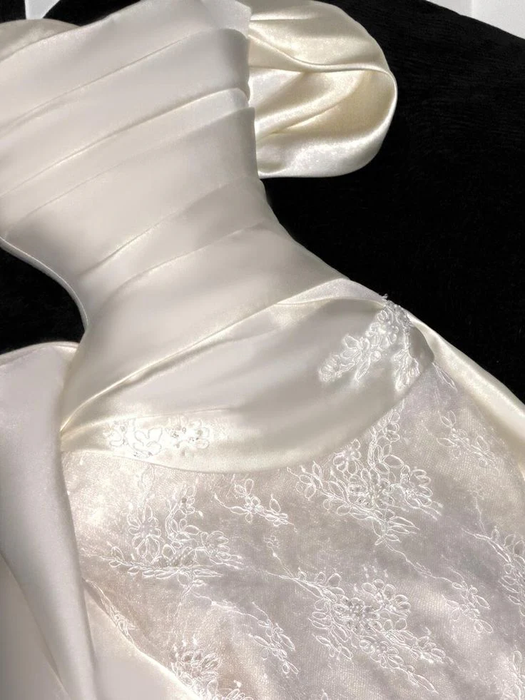 Mermaid Off The Shoulder Satin Lace wedding Dress,Formal Evening Dress