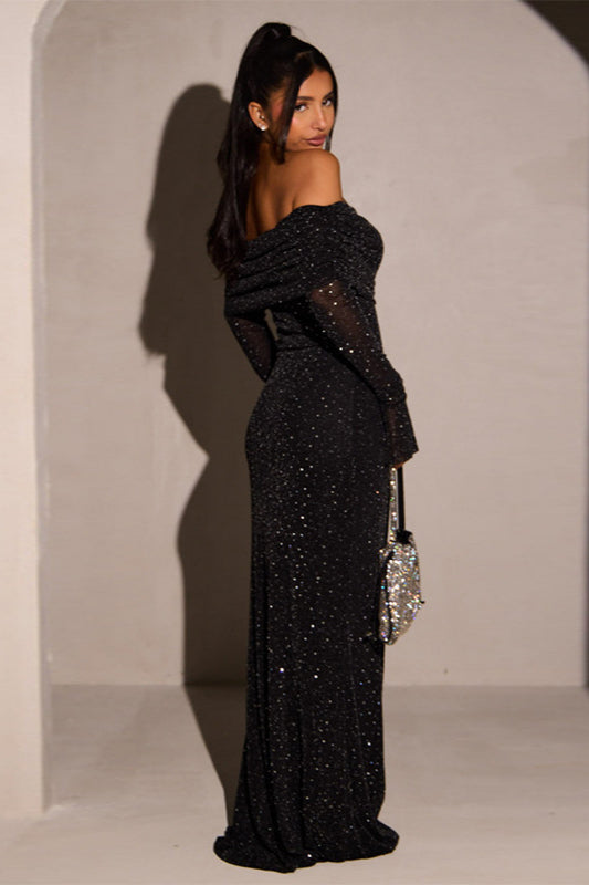 Sequin Off-Shoulder Fitted Party Dress