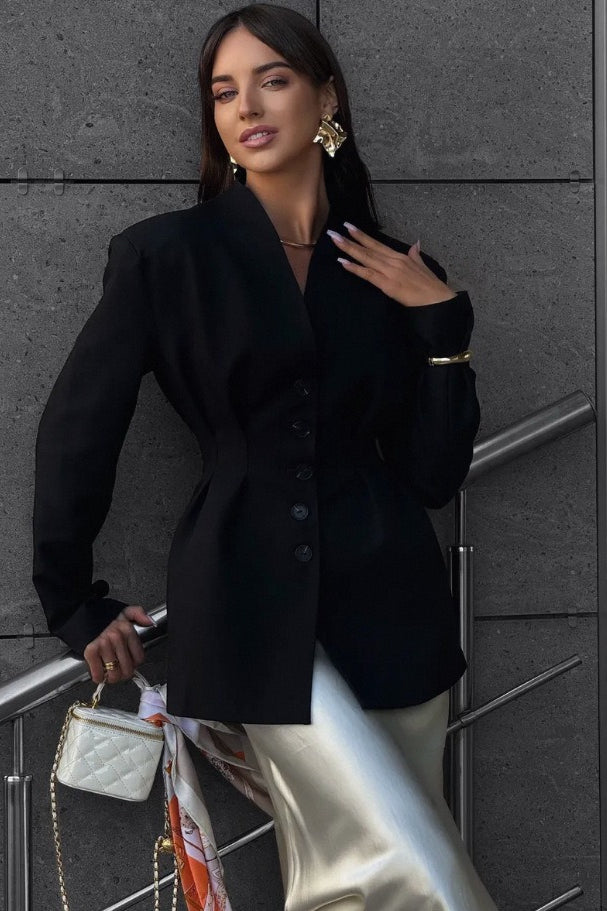 Single-Button Draped Blazer 8