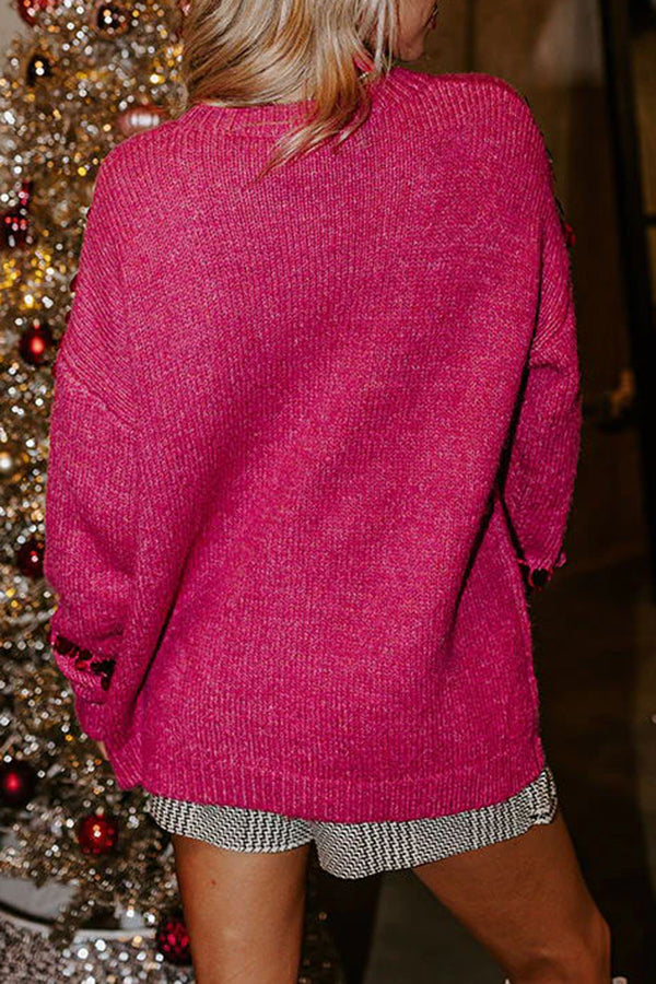 Cozy Knit Sequin Pullover Sweater for Festive Occasions