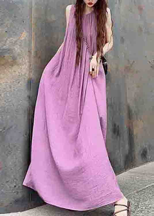 Sleeveless High Neck Pleated Oversized Tent Maxi Dress