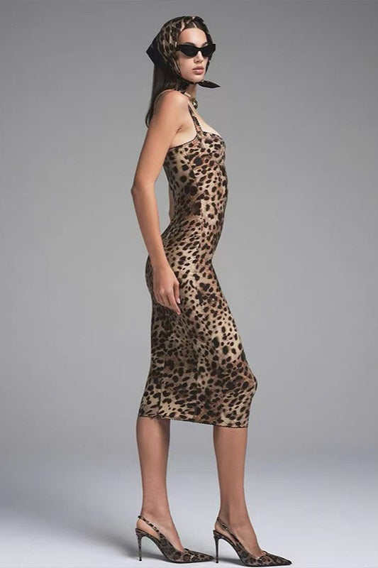 Flirty Leopard Slip Dress - Fashionpara