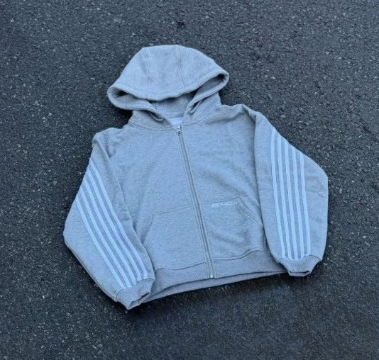 Retro Letter Embroidered Zip Hoodie