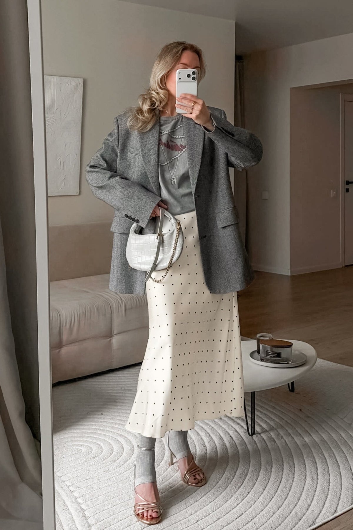 Polka Dot Straight Maxi Skirt