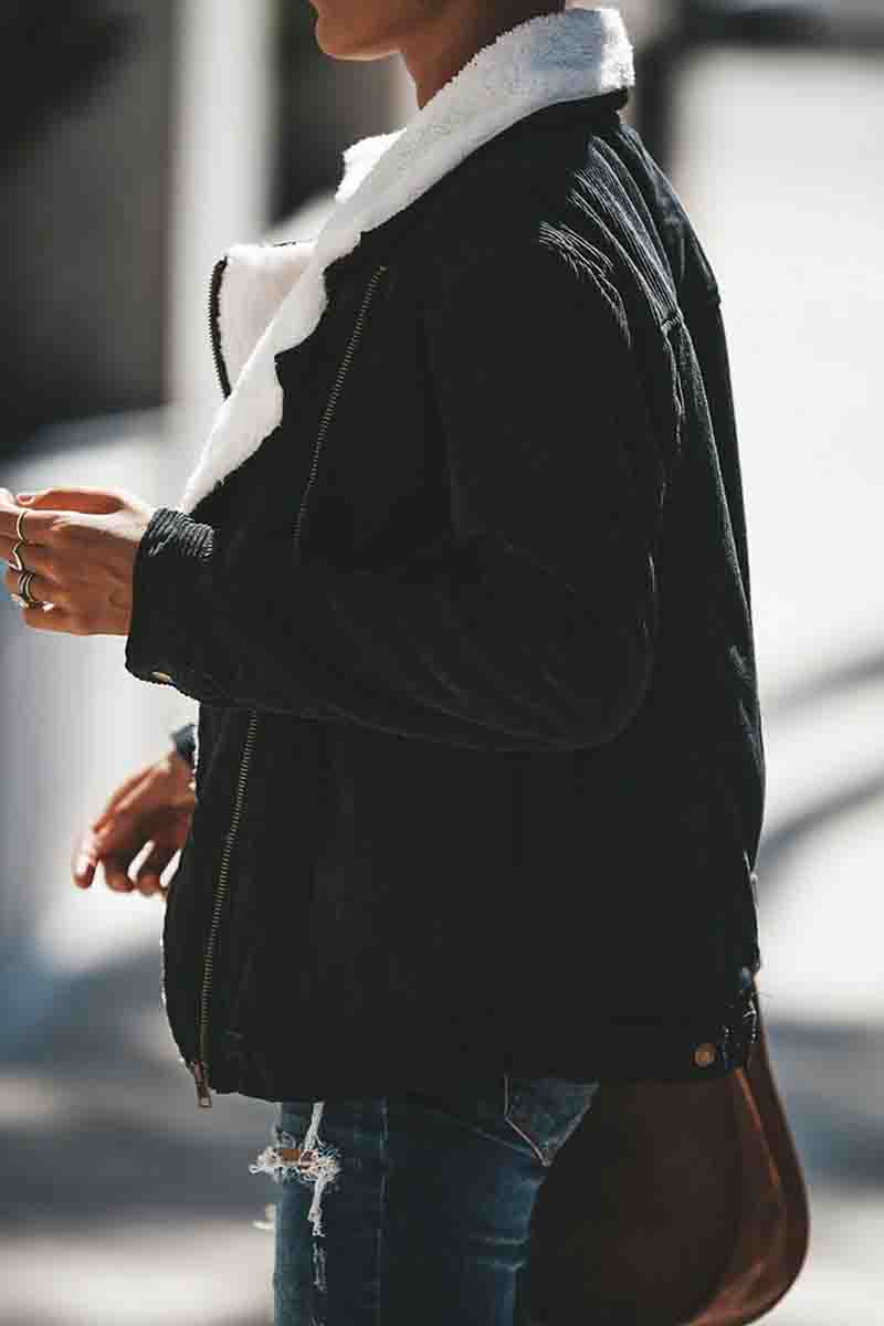 Turndown Collar Zipper Basic Coat (2 Colors)