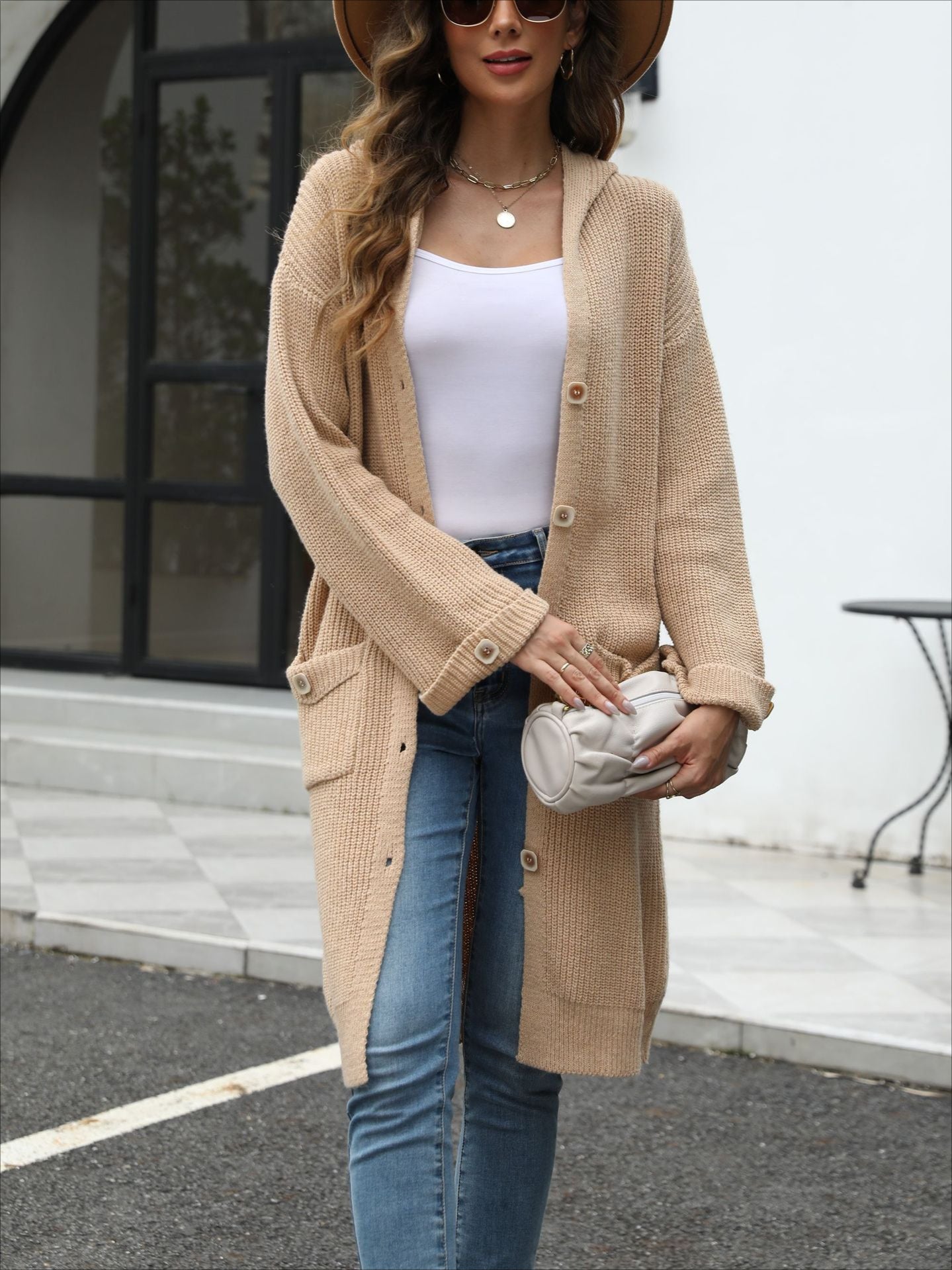 Elegant V-Neck Loose Knit Cardigan for Stylish Comfort