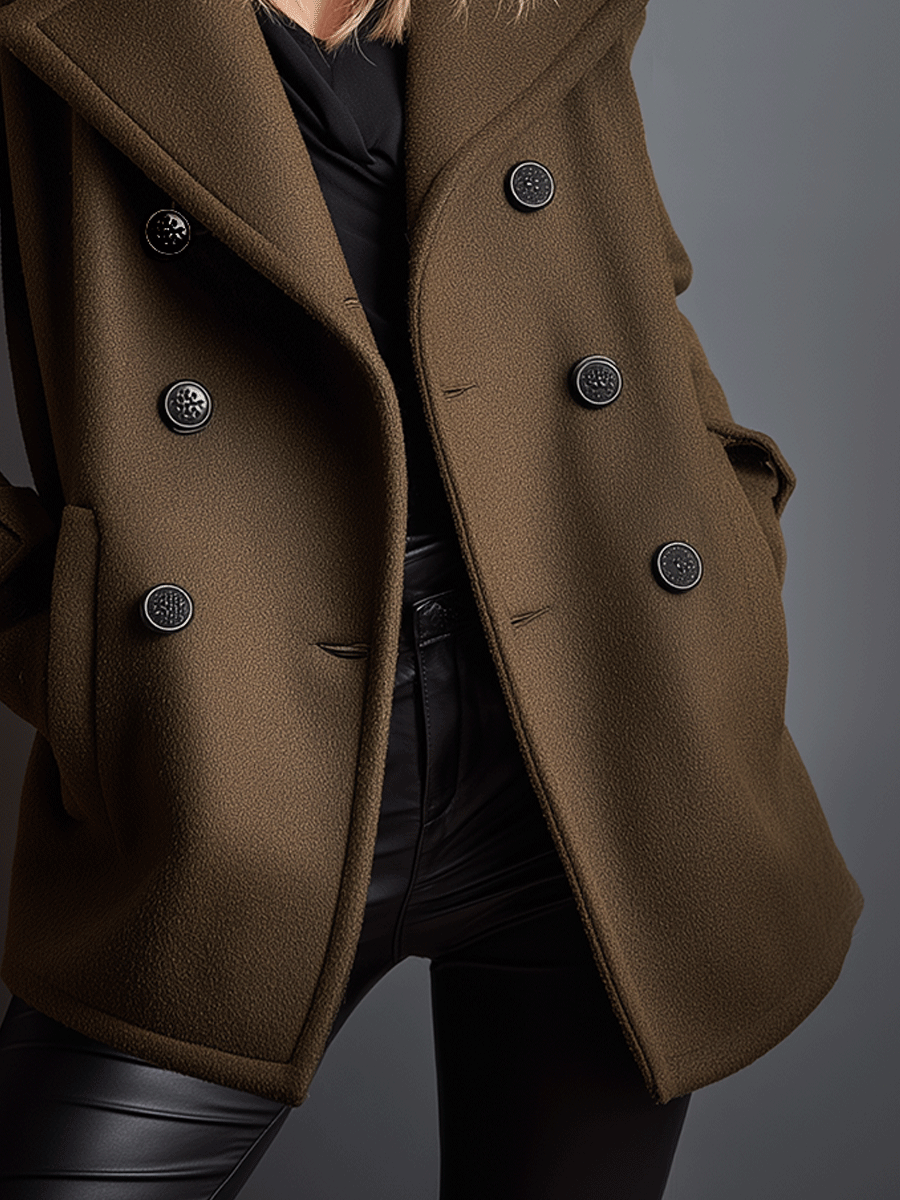 Minimalist Military-Inspired Double-Breasted Wool Coat