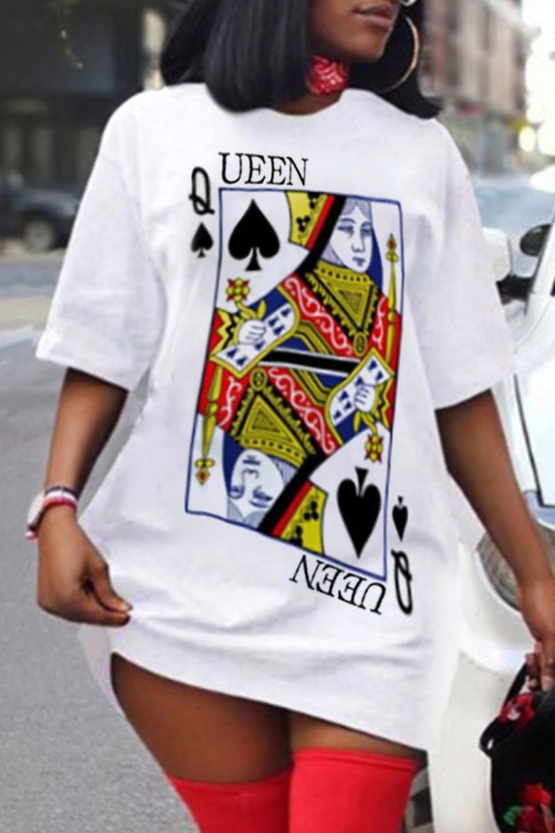 Plus Size Letter Print Short Sleeve Casual Mini Dress Fashionpara