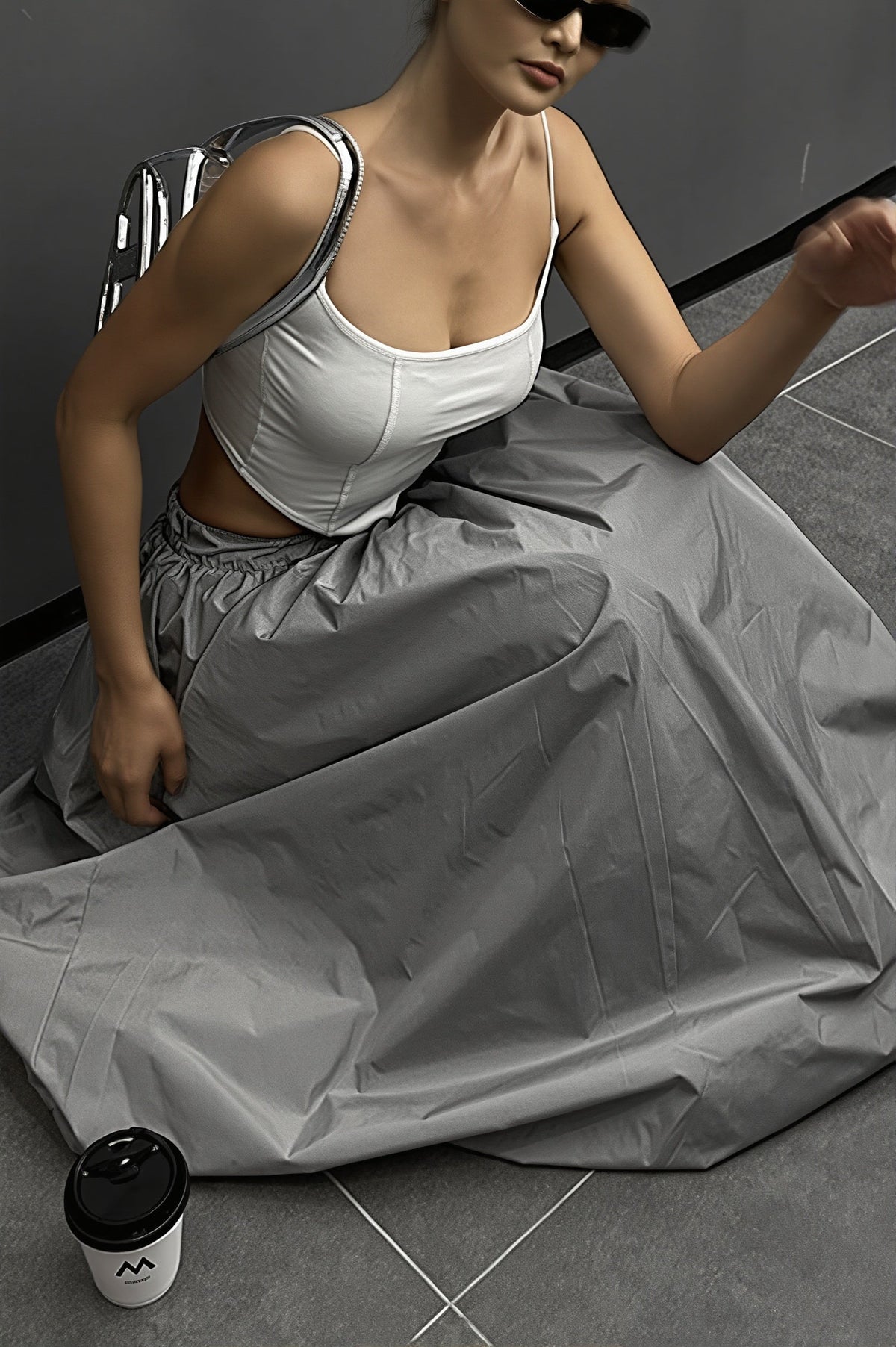 High Waist Bubble Maxi Skirt