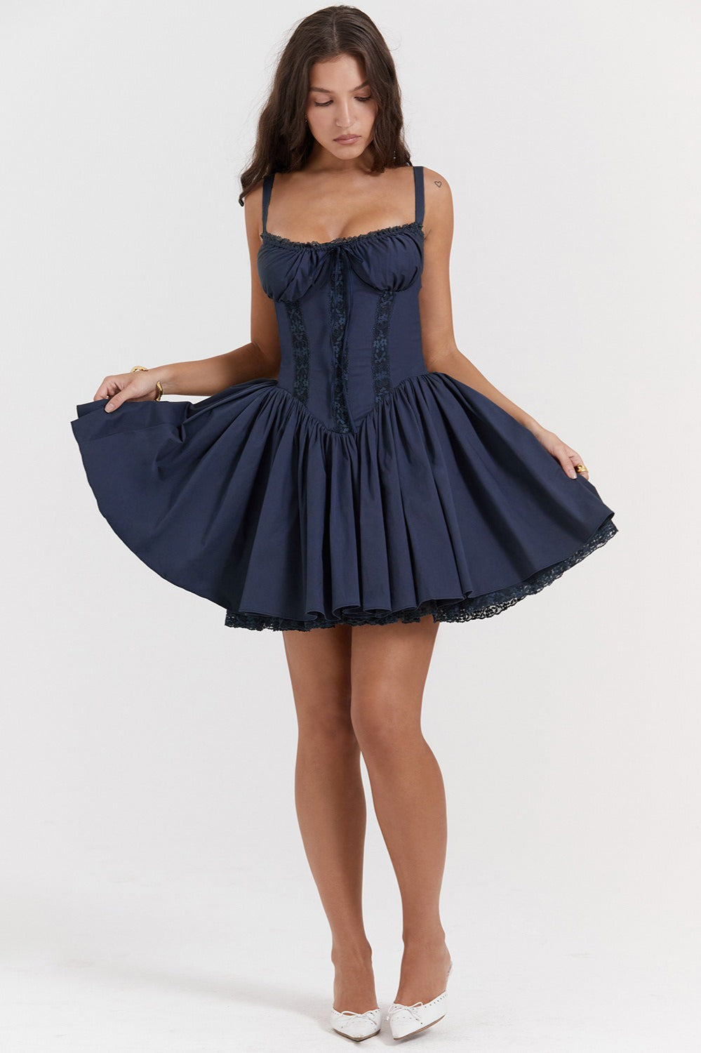 Allure Lace Trim Solid Slip Dress - View 11