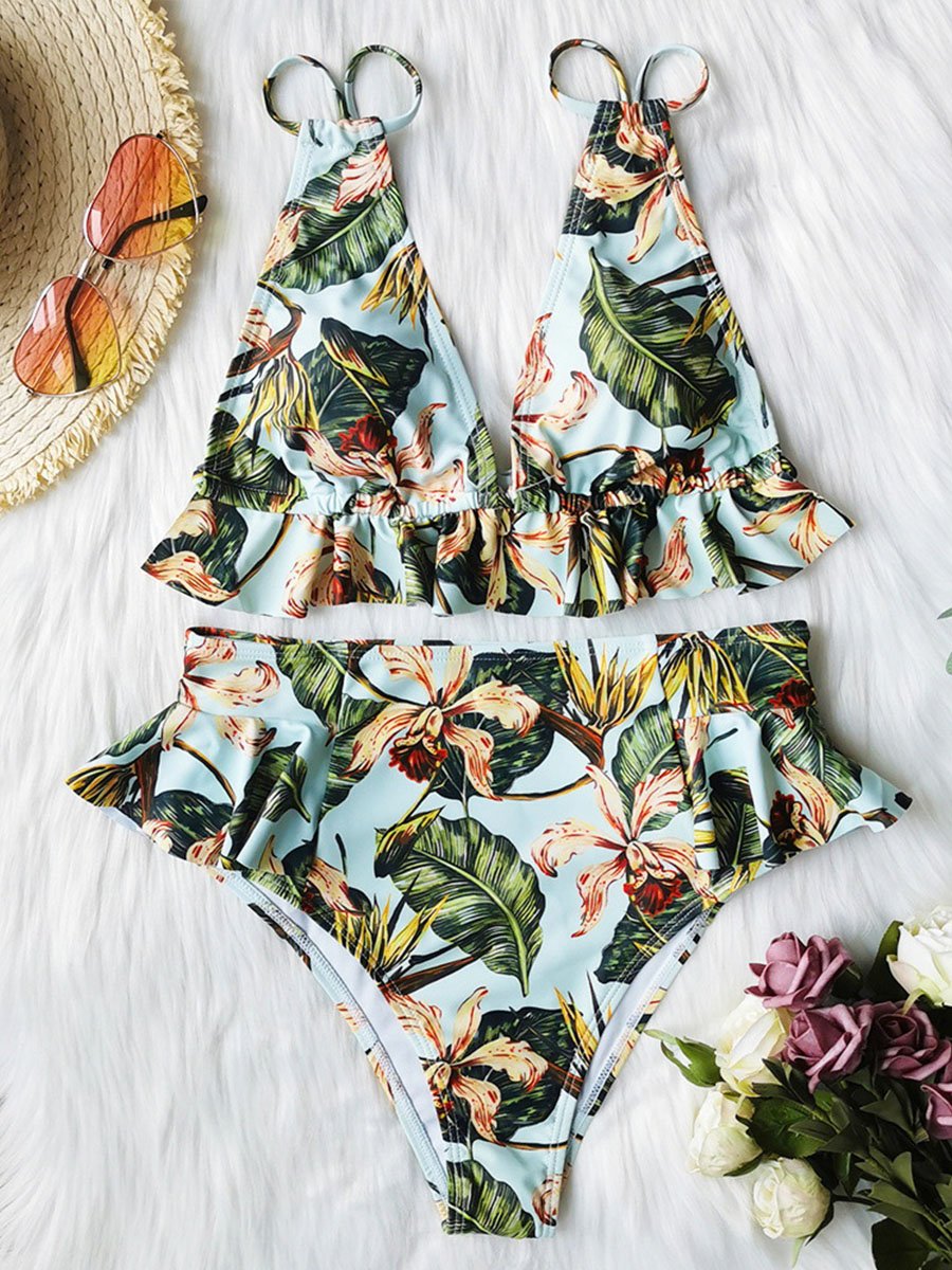 Ruffle Printed Bikini - Fashionpara