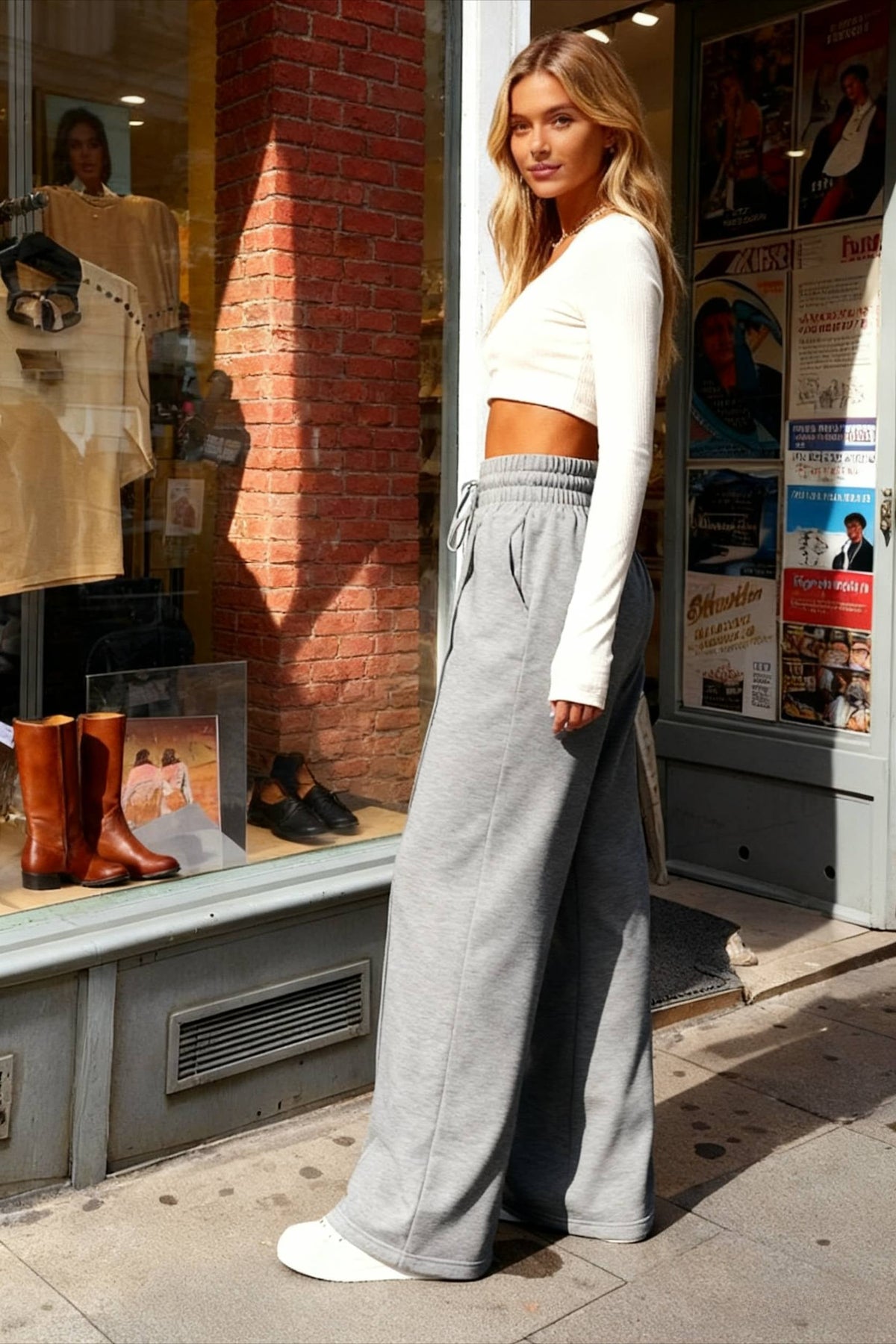 City Walk Graceful Wide Leg Sweatpants