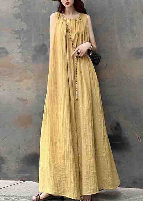 Sleeveless High Neck Pleated Oversized Tent Maxi Dress - View 3