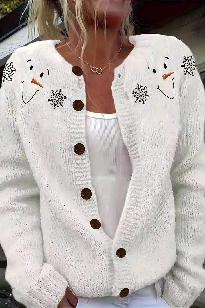 Snowflake Button Knit Cardigan Sweater