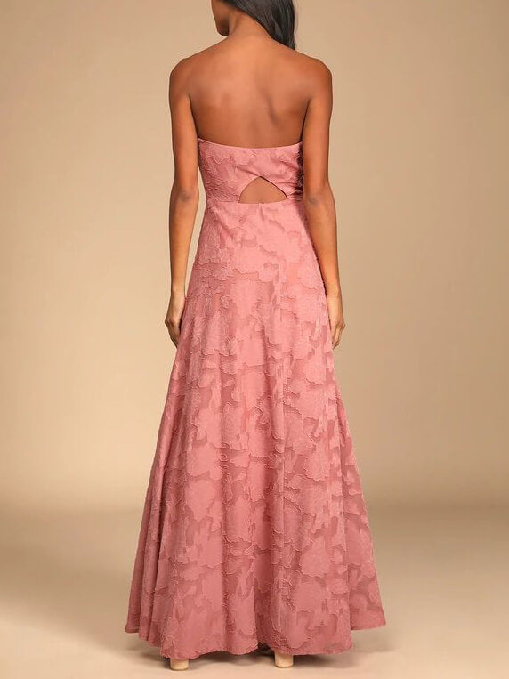 Evening Gown Strapless Slim Fit Slit Maxi Dress - Fashionpara