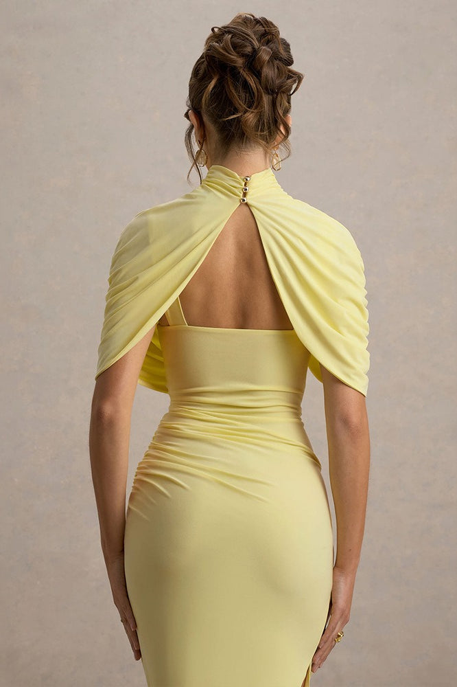 High Neck Ruched Sash Bodycon Midi Dress - View 4