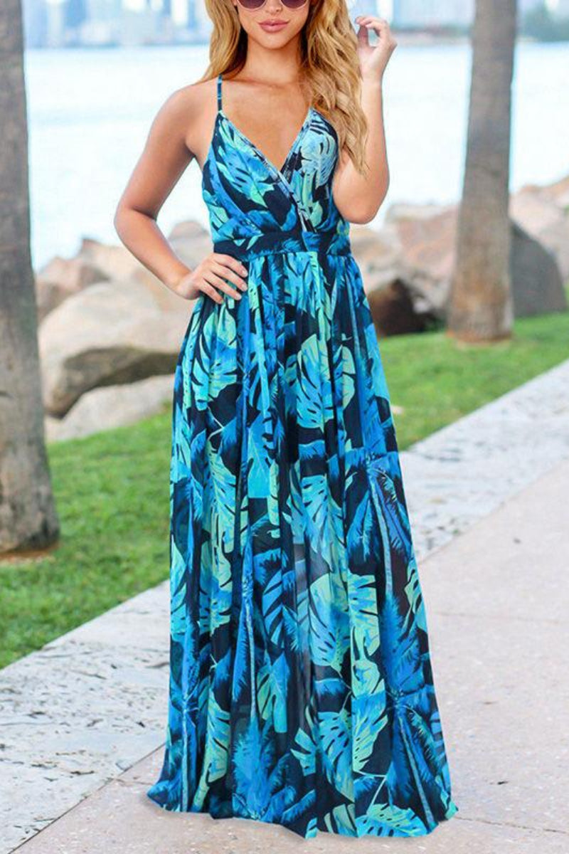 V Neck Women Bohemian Maxi Dress - Fashionpara