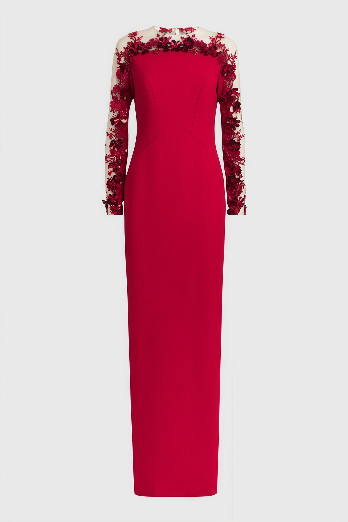 Thety Red 3D Floral Mesh Maxi Dress - View 5