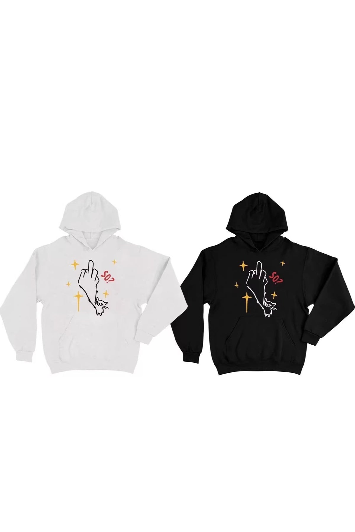 Cat Gesture Graphic Heavyweight Pullover Hoodie 2
