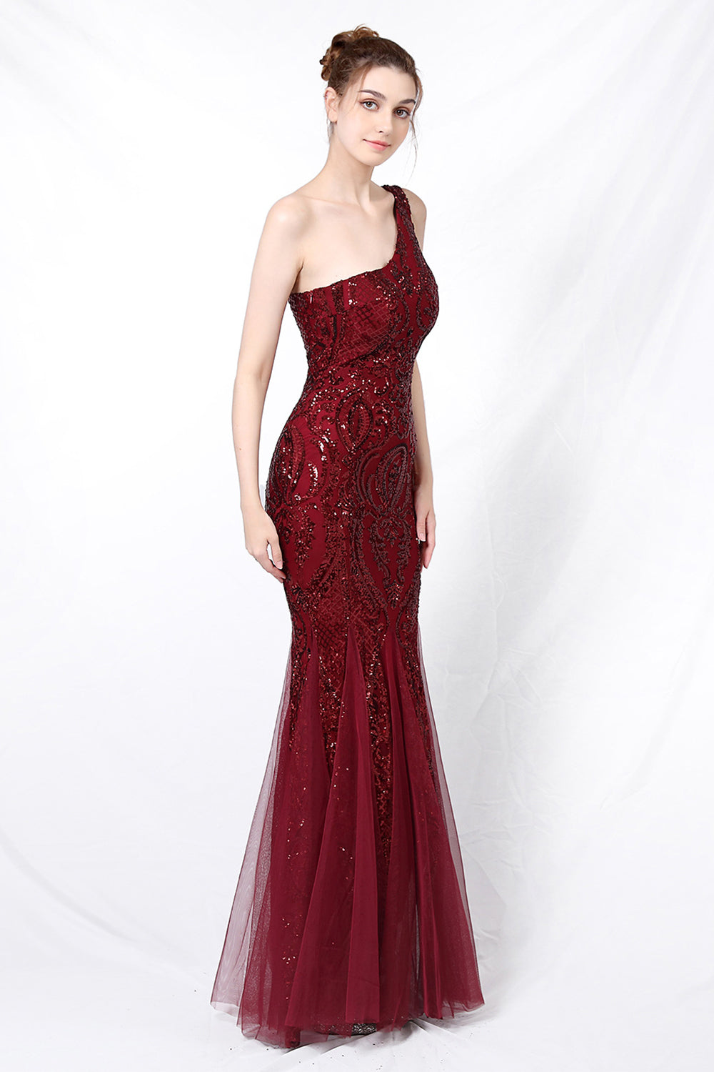 Mermaid One Shoulder Prom Dress with Appliques - Fashionpara