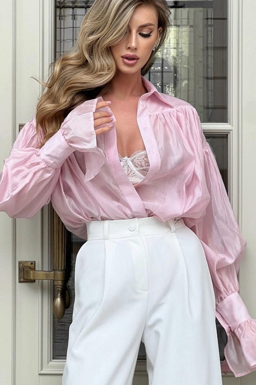 Versatile Long Sleeve Collar Blouse