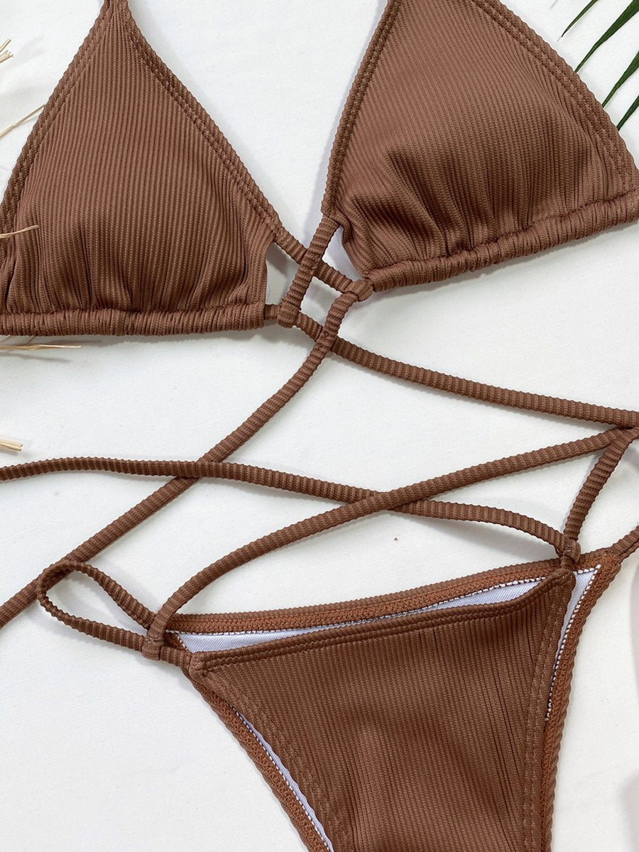 Solid Bandage Sexy Bikini - Fashionpara