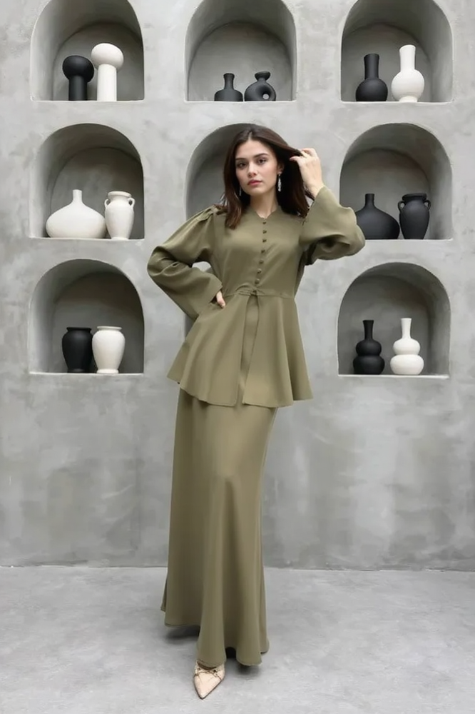 Solid Cardigan Dress Two Piece Work Set