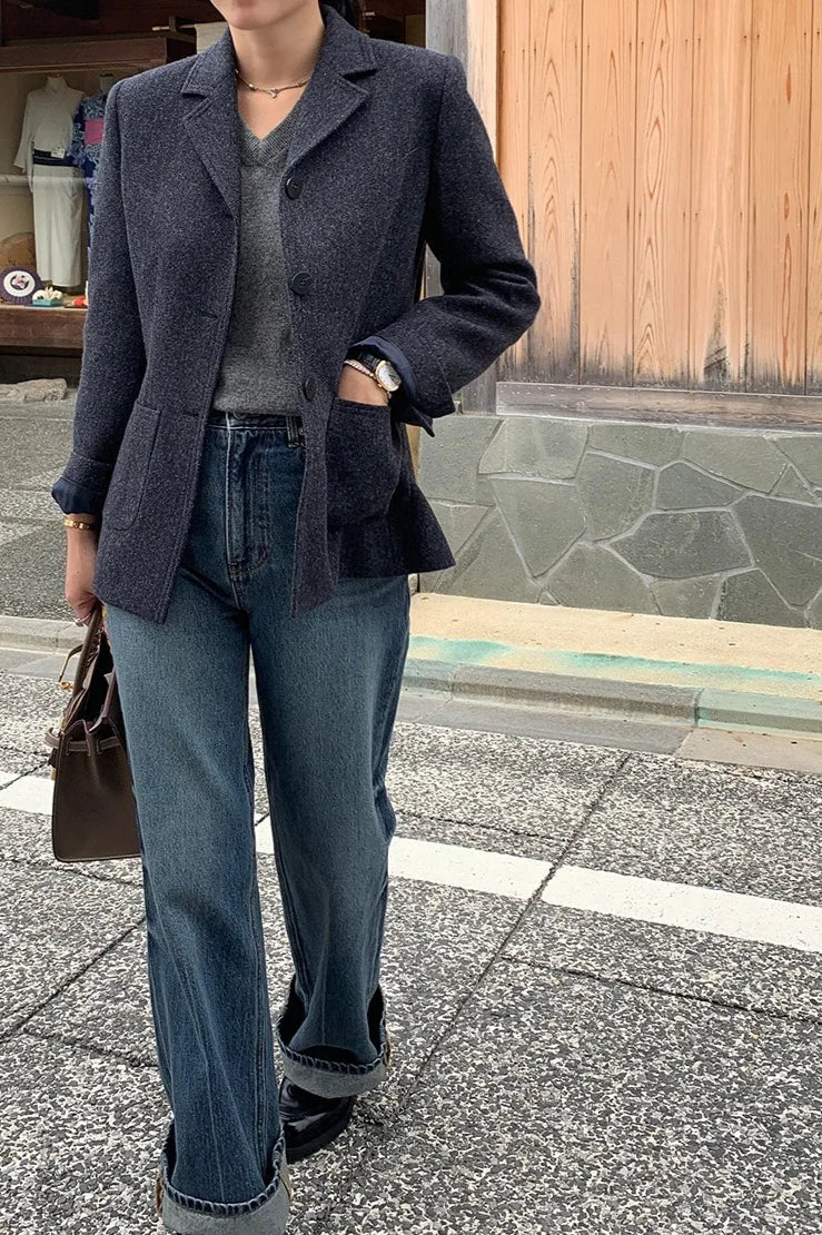 Slim Wool Coat Blazer - Fashionpara