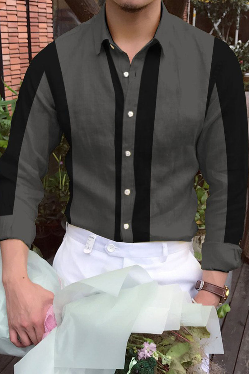 Uniqshe Men's Cotton&Linen Long-Sleeved Fashion Casual Shirt