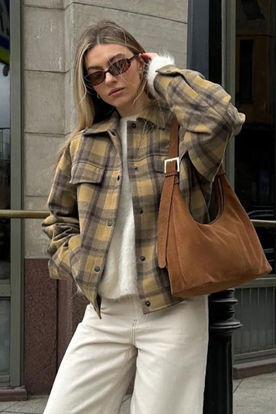 Vintage Loose Plaid Wool Coat for Timeless Style and Comfort