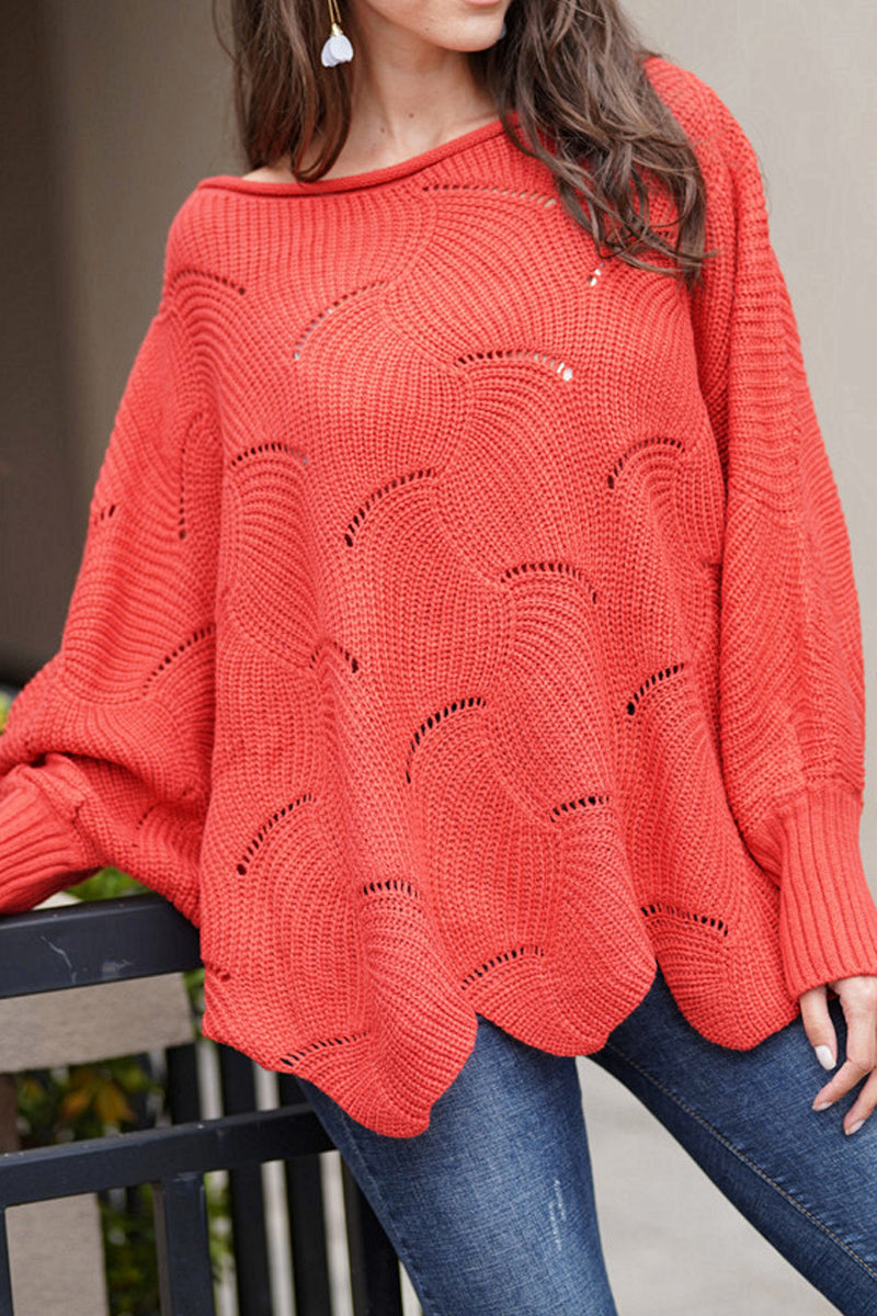 Lantern Sleeve Wide Neck Loose Sweater  Fashionpara