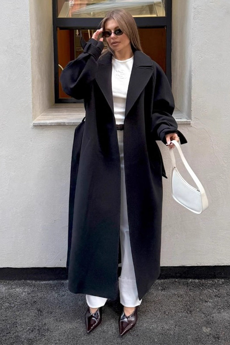 Loose Fit Long Wool Coat - Fashionpara