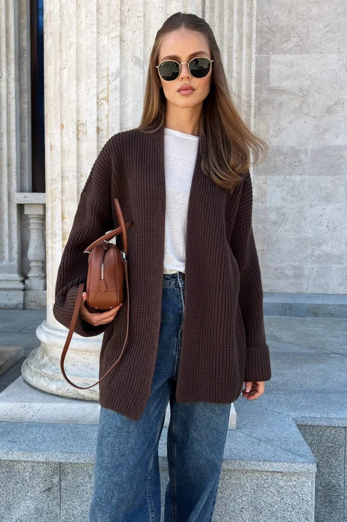 Relaxed Cozy Tie Waist Knit Cardigan 16