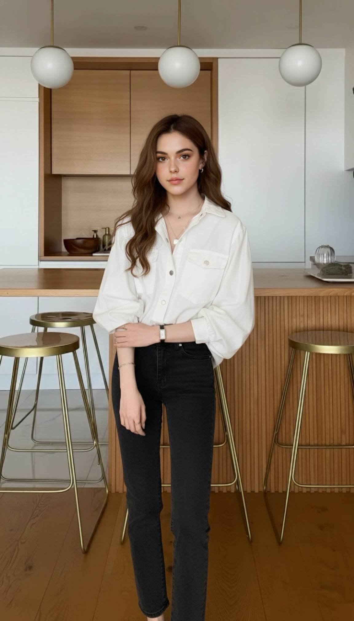 Pleated Long Sleeve Blouse - Fashionpara