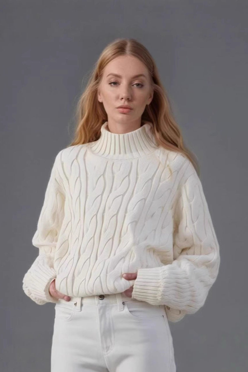 Cozy Half Neck Cable Sweater