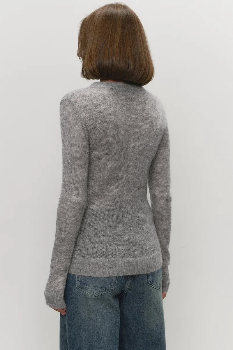 Sheer Blend Round Neck Knit Top 6