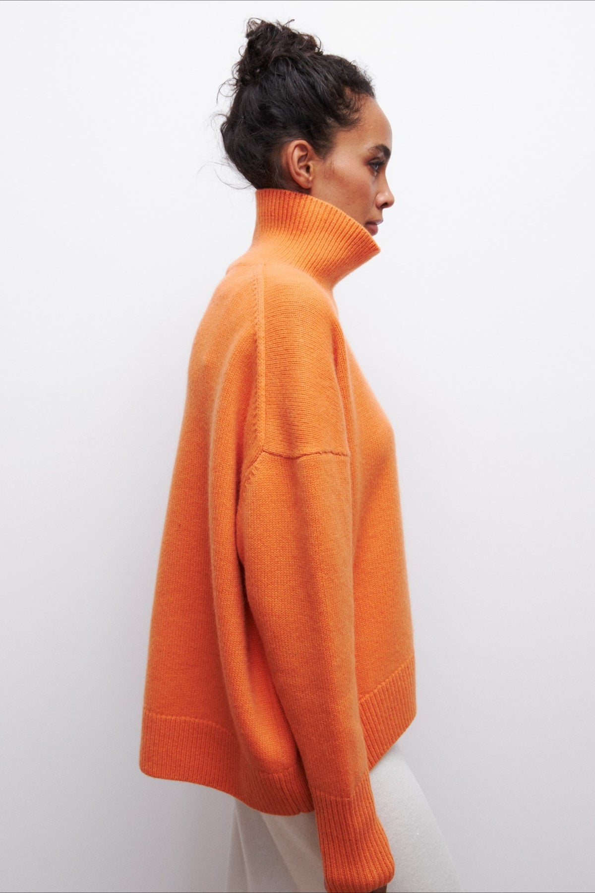 Asymmetric Cape Sleeve Turtleneck Knit Sweater 14