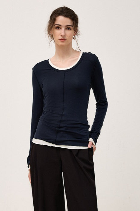 Tencel Wool Blend Round Neck Knit Top 12
