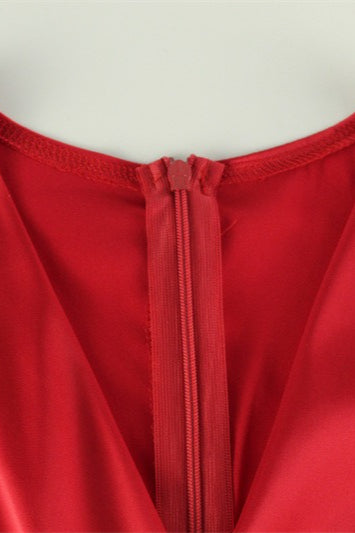 V-Neck Ruched Waist Party Dress - Fashionpara