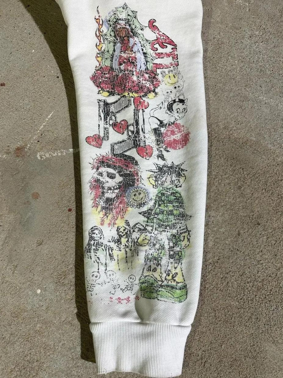 Graffiti Printed Gothic Hoodie