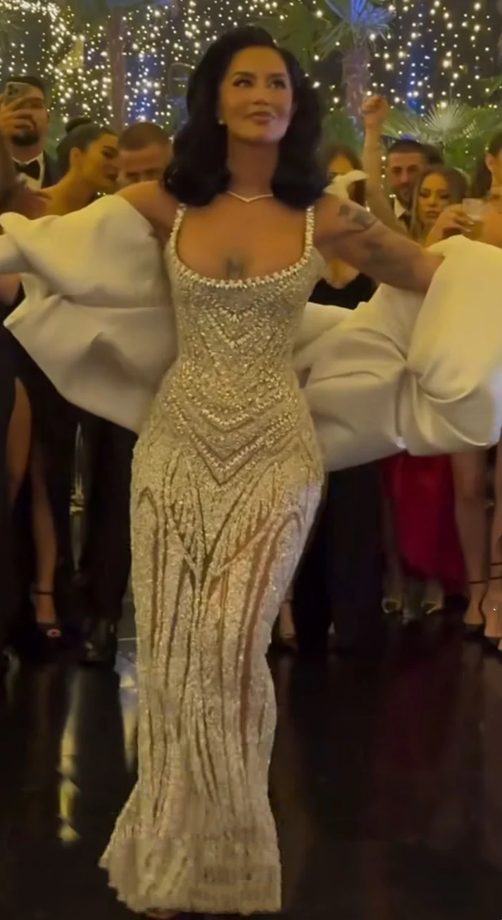 Sexy Mermaid Straps Champagne Sequin Long Prom Dresses Inspiration Prom Dress Senior Graduation Dress - Fashionpara