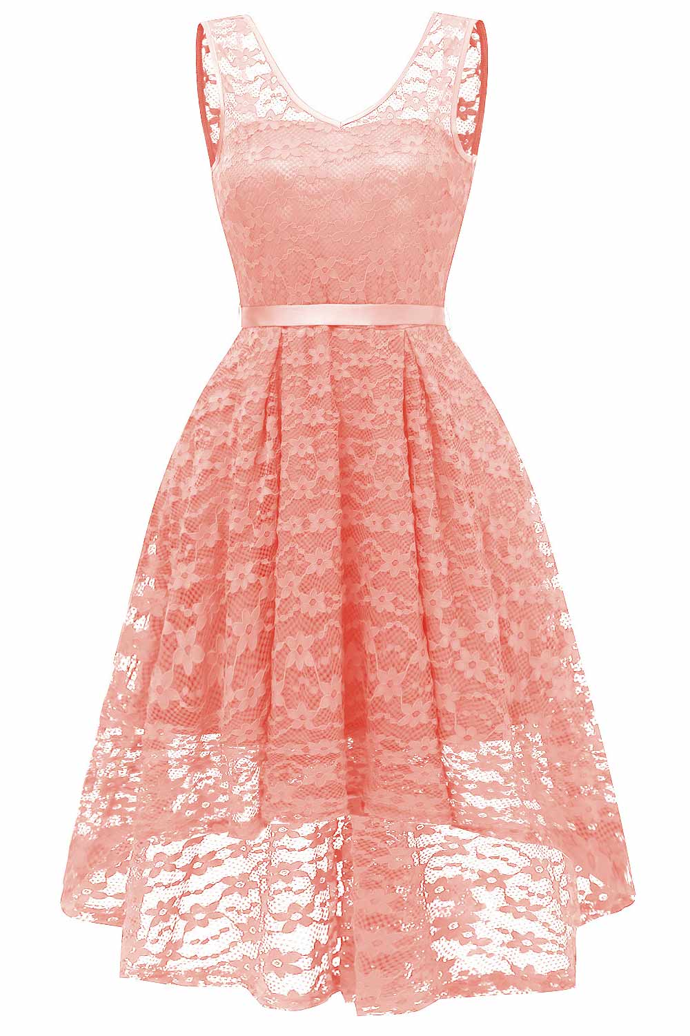 Black Lace High Low Short Prom Bridesmaid Dress - Mislish