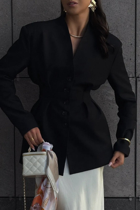 Single-Button Draped Blazer 9
