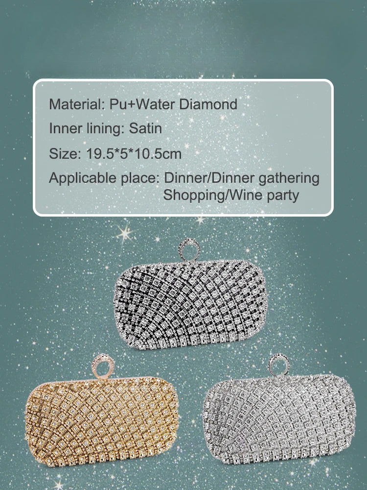 Rhinestone Square Purse Designer Shoulder Bag Evening Bag