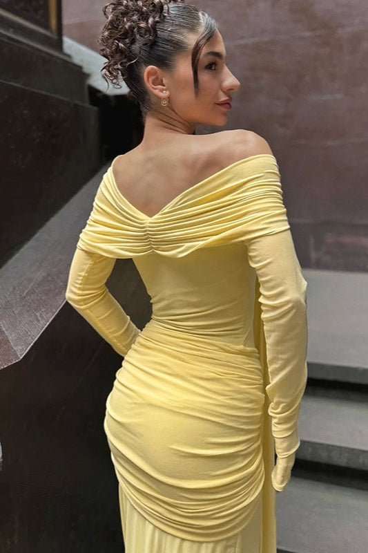 Off Shoulder Long Sleeve Twist Front Maxi Dress 4