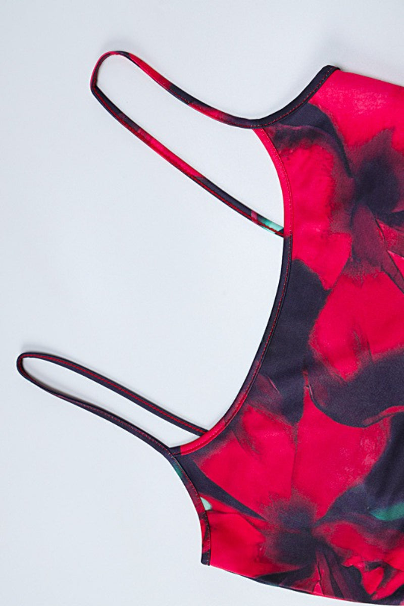 Floral Print Spaghetti-Strap Ruched Bodycon Maxi Dress 6