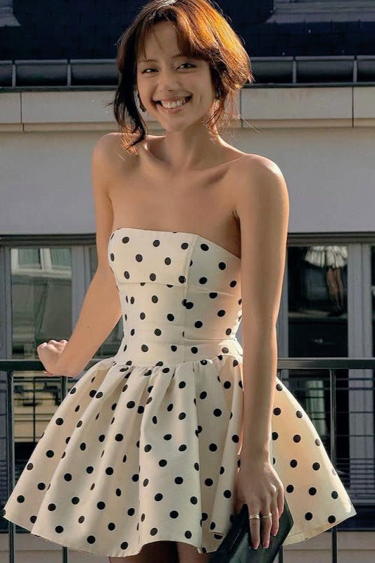 Polka Dot Strapless Fit-and-Flare Skater Mini Dress