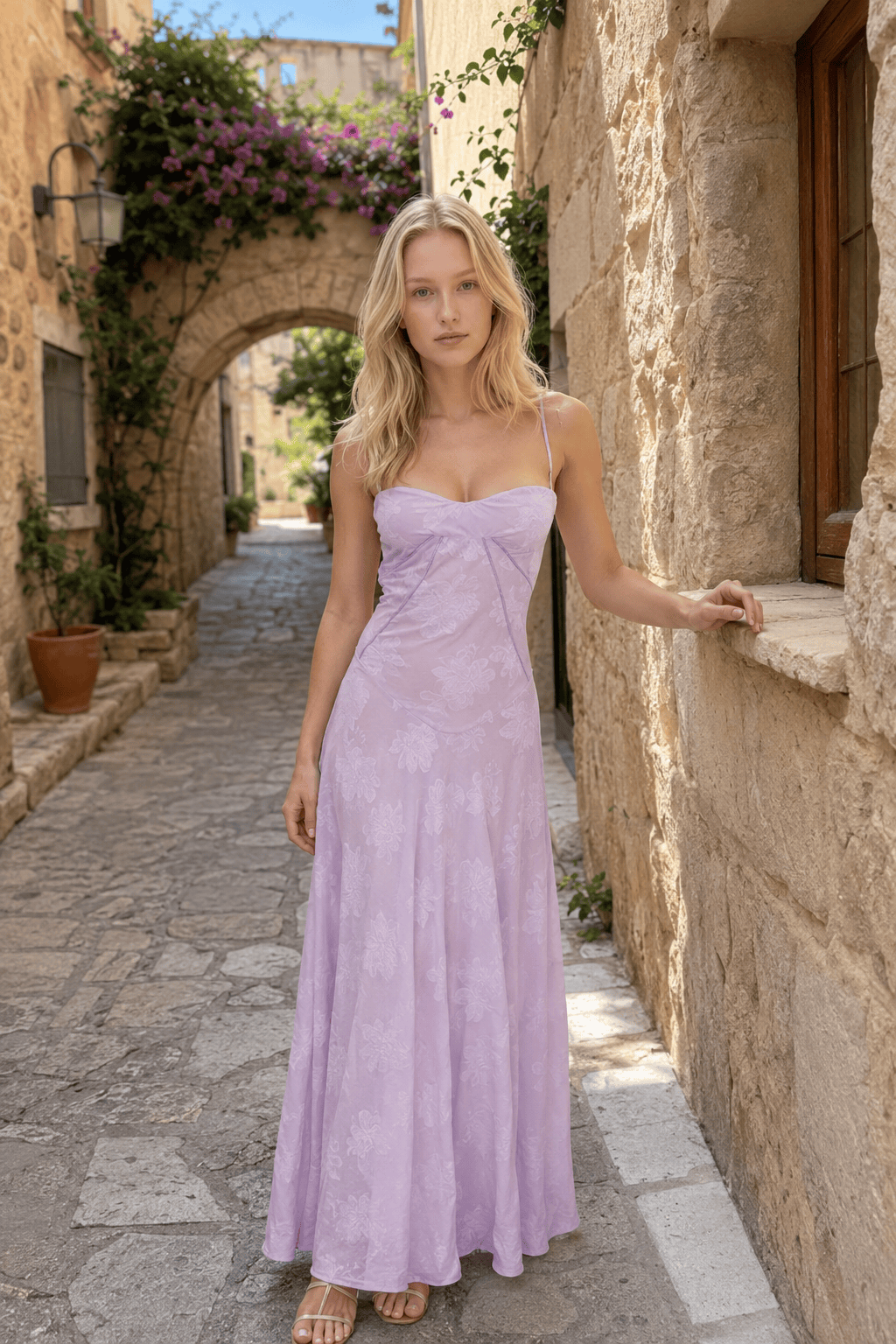 Floral Print Sweetheart Fit & Flare Maxi Dress